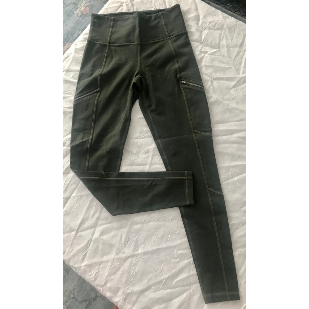 Athleta Headlands Hybrid Cargo Tight Olive Green‎ High Rise Leggings Small